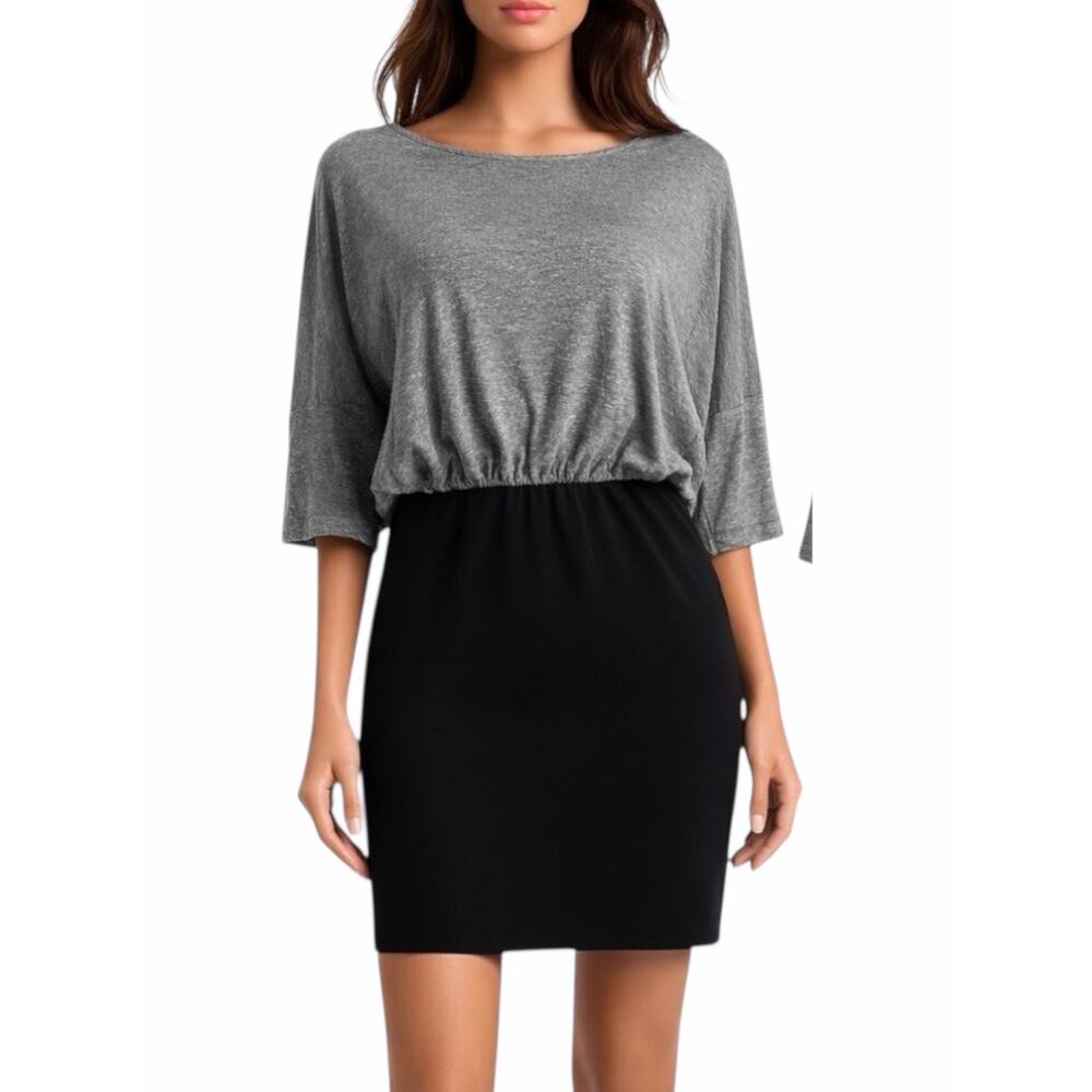 Black Halo Gwen Blouson Tie Back Mini Dress Gray Black Size XS